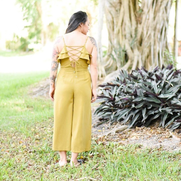 Mustard Ruffled Jumpsuit - Picture 2 of 2